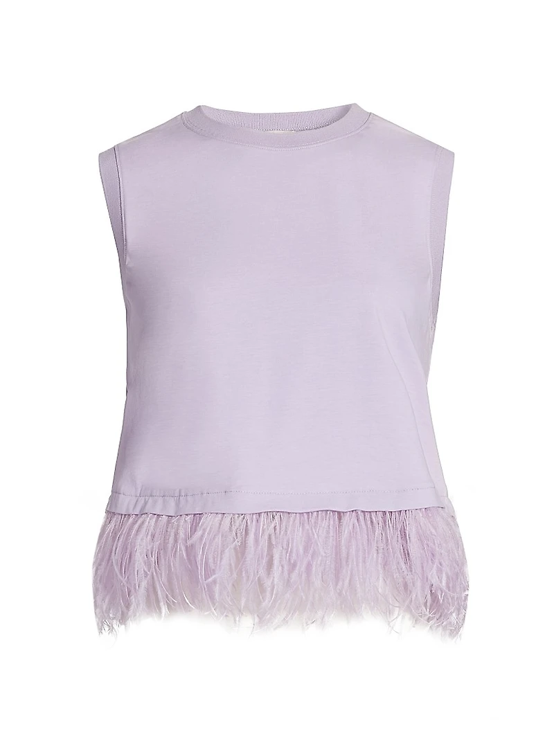 Cropped Feather-Hem T-Shirt