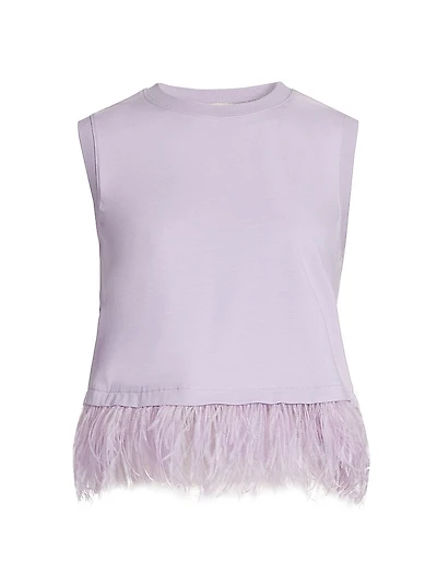 Cropped Feather-Hem T-Shirt
