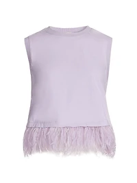 Cropped Feather-Hem T-Shirt