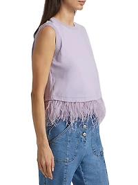 Cropped Feather-Hem T-Shirt