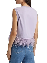 Cropped Feather-Hem T-Shirt