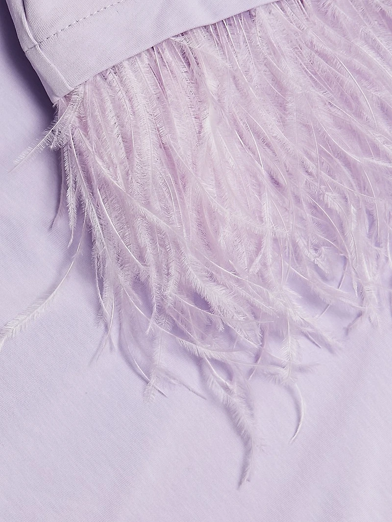 Cropped Feather-Hem T-Shirt