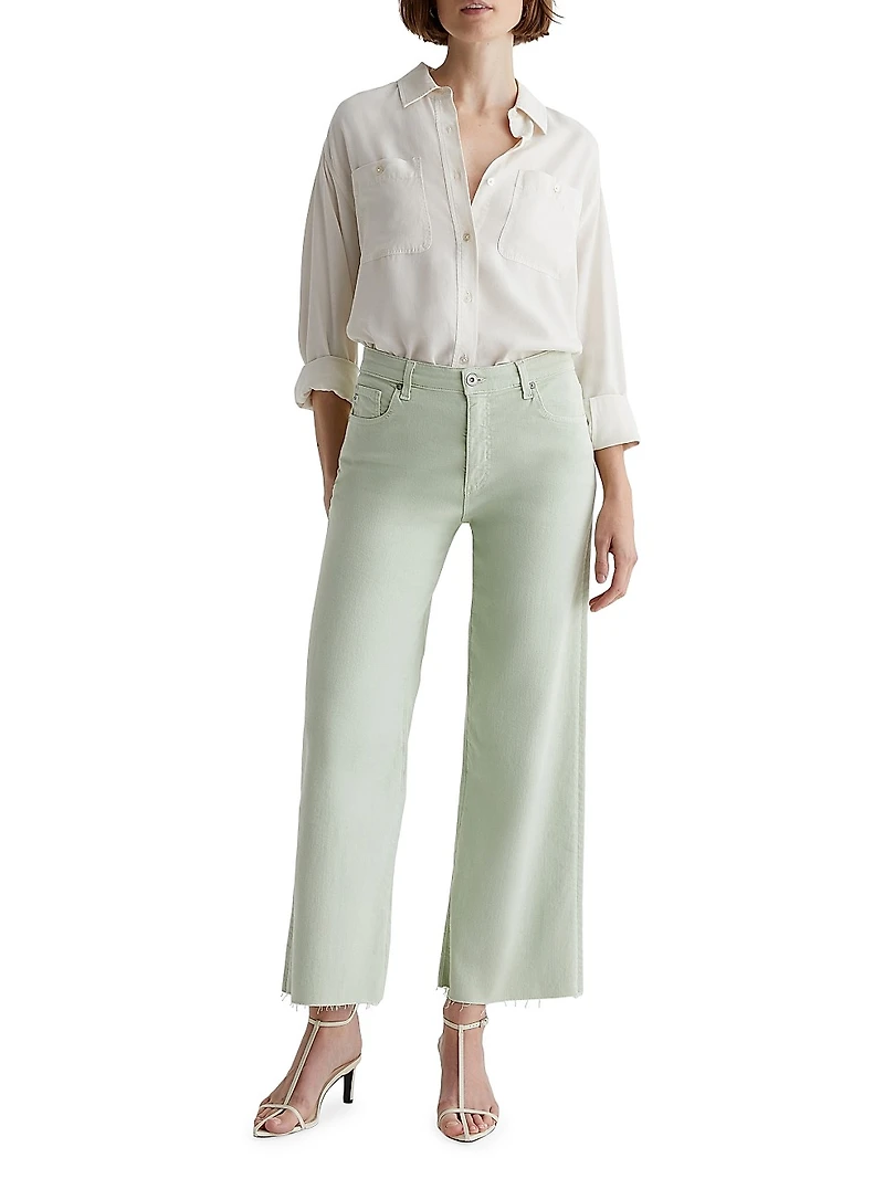 Saige Frayed Wide-Leg Crop Pants