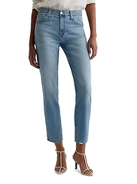 Ex-Boyfriend Distressed Cotton-Blend Crop Jeans
