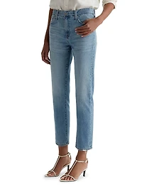 Ex-Boyfriend Distressed Cotton-Blend Crop Jeans