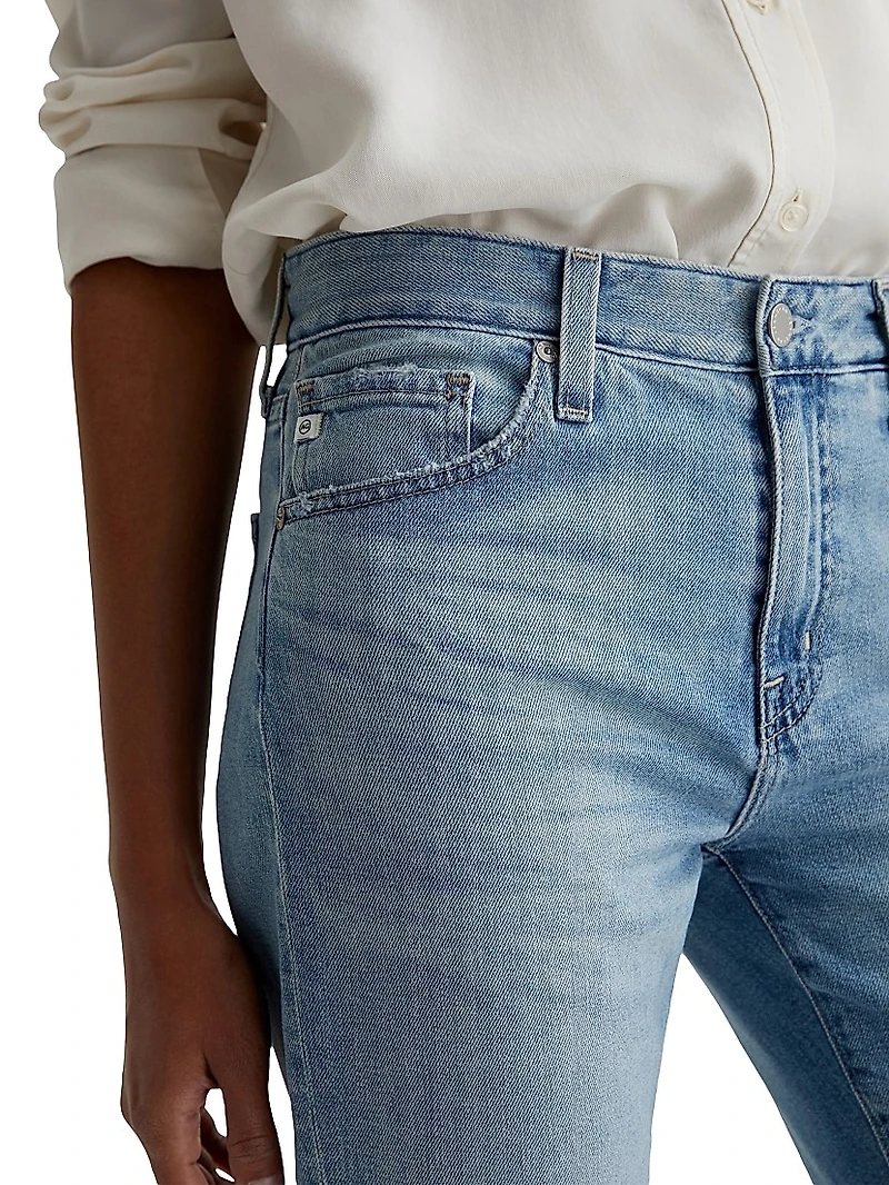 Ex-Boyfriend Distressed Cotton-Blend Crop Jeans