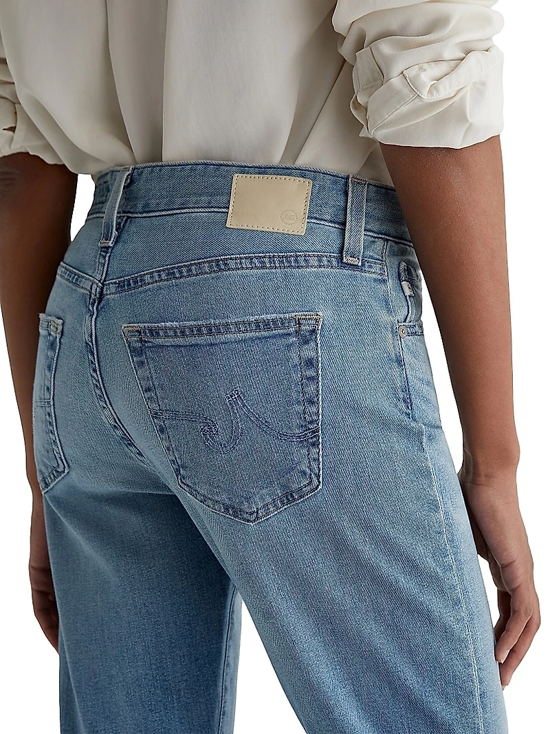 Ex-Boyfriend Distressed Cotton-Blend Crop Jeans