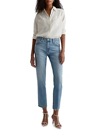 Ex-Boyfriend Distressed Cotton-Blend Crop Jeans