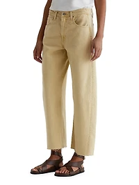 Hattie Cotton Raw-Edge Crop Wide-Leg Jeans