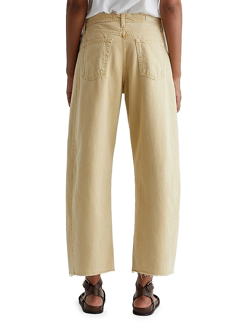 Hattie Cotton Raw-Edge Crop Wide-Leg Jeans