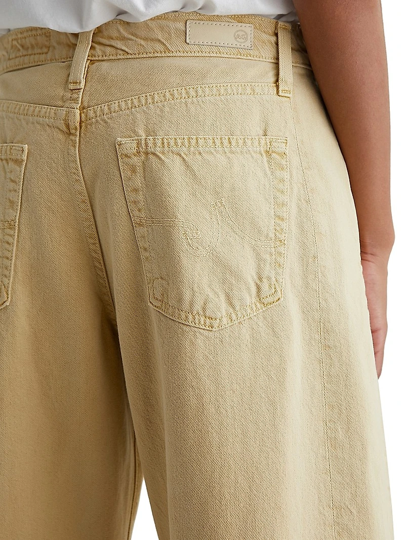 Hattie Cotton Raw-Edge Crop Wide-Leg Jeans