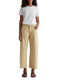 Hattie Cotton Raw-Edge Crop Wide-Leg Jeans