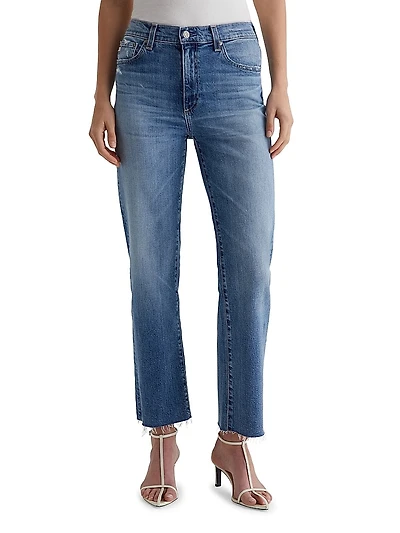 Brinley Cotton Raw-Edge Crop Jeans