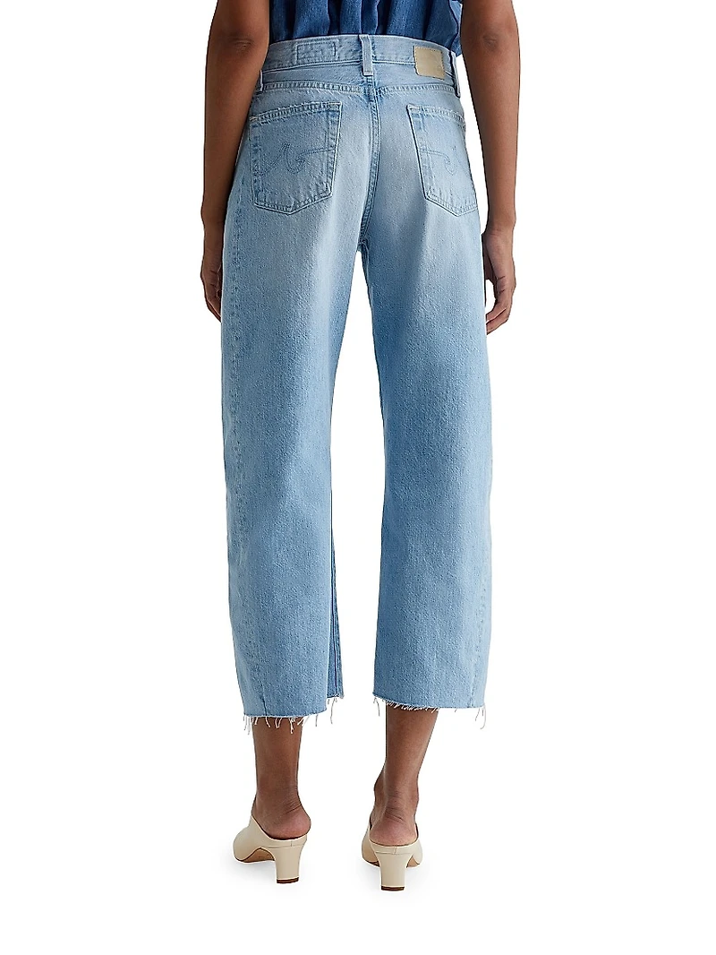 Hattie Cotton Raw-Edge Wide-Leg Crop Jeans