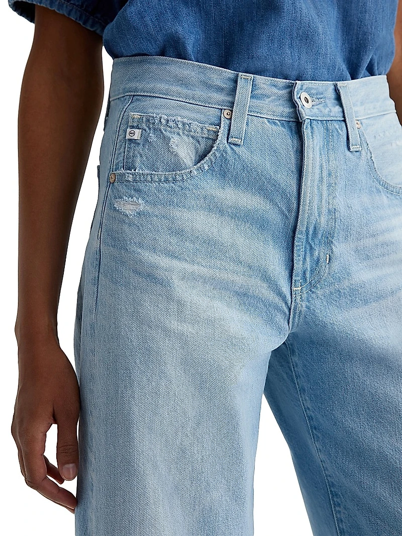 Hattie Cotton Raw-Edge Wide-Leg Crop Jeans