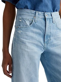 Hattie Cotton Raw-Edge Wide-Leg Crop Jeans
