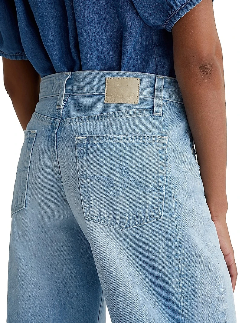 Hattie Cotton Raw-Edge Wide-Leg Crop Jeans