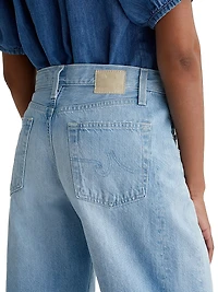 Hattie Cotton Raw-Edge Wide-Leg Crop Jeans