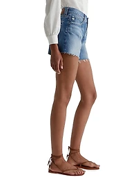 Halle Distressed Cotton Raw-Edge Shorts
