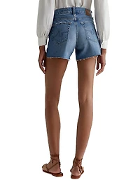 Halle Distressed Cotton Raw-Edge Shorts