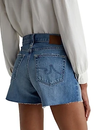 Halle Distressed Cotton Raw-Edge Shorts