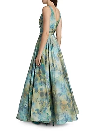 Silk Taffeta Floral Gown
