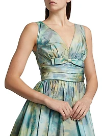 Silk Taffeta Floral Gown