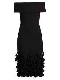 Techno Crêpe Ruffle Off-the-Shoulder Cocktail Dress