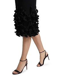 Techno Crêpe Ruffle Off-the-Shoulder Cocktail Dress