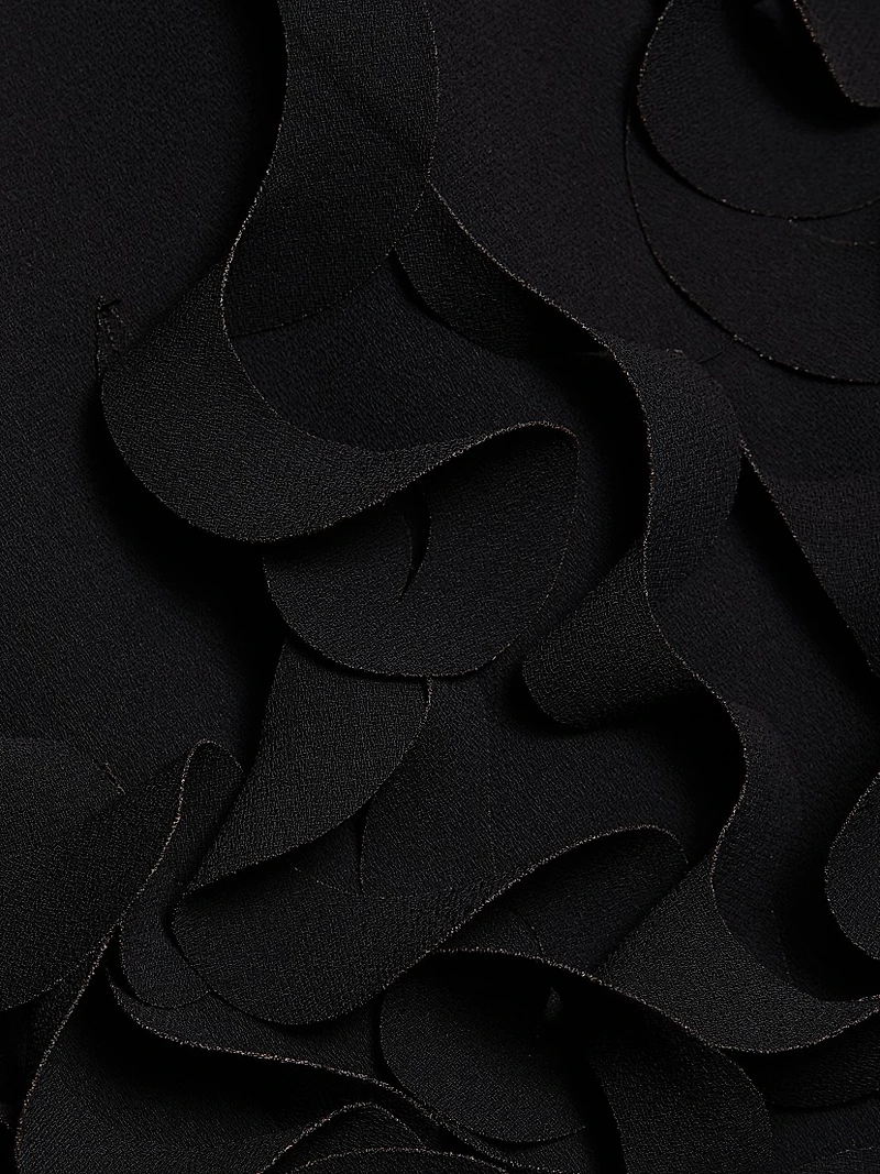 Techno Crêpe Ruffle Off-the-Shoulder Cocktail Dress