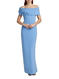 Barcelona Crêpe Off-the-Shoulder Column Gown
