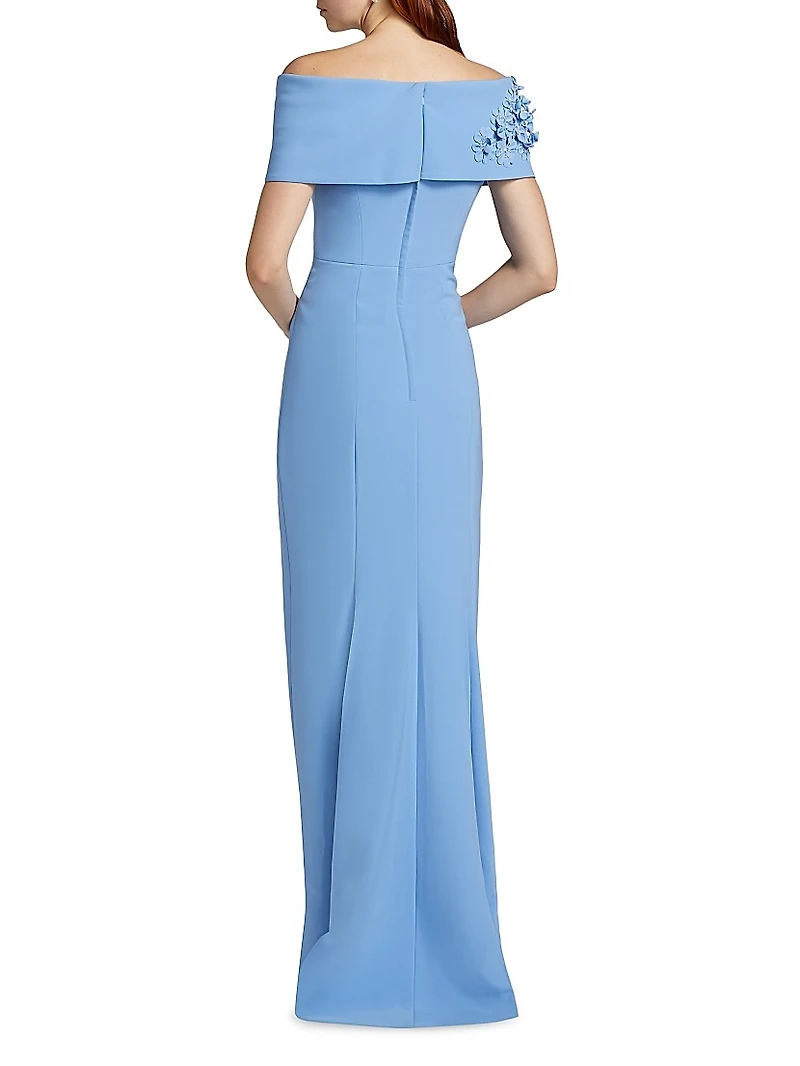 Barcelona Crêpe Off-the-Shoulder Column Gown