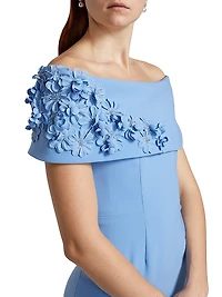 Barcelona Crêpe Off-the-Shoulder Column Gown