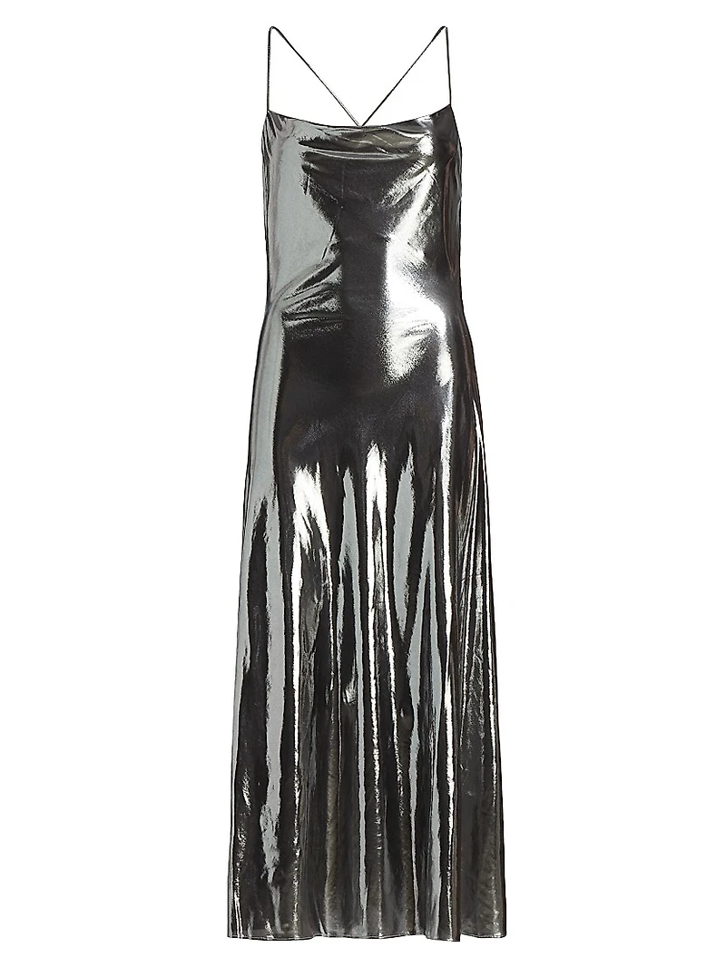 Aiysha Metallic Crossover Back Midi Dress