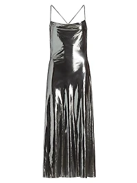 Aiysha Metallic Crossover Back Midi Dress
