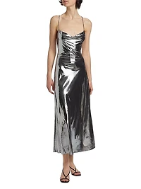 Aiysha Metallic Crossover Back Midi Dress