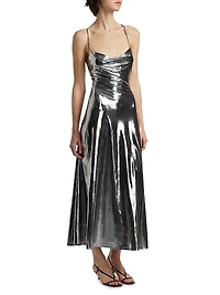 Aiysha Metallic Crossover Back Midi Dress