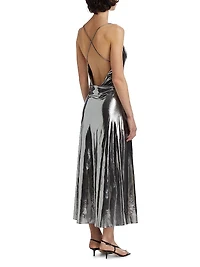 Aiysha Metallic Crossover Back Midi Dress