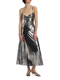 Aiysha Metallic Crossover Back Midi Dress