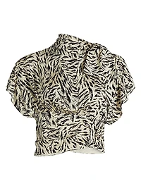 Aiko Zebra-Printed Stretch Silk Blouse