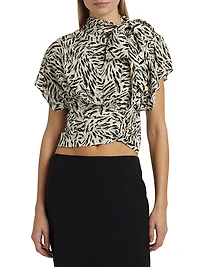 Aiko Zebra-Printed Stretch Silk Blouse