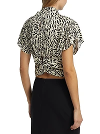 Aiko Zebra-Printed Stretch Silk Blouse