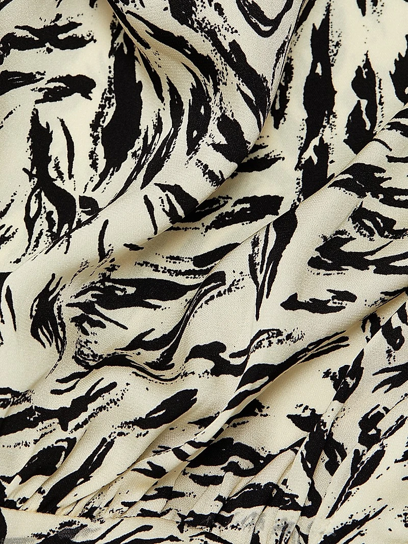 Aiko Zebra-Printed Stretch Silk Blouse