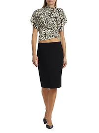 Aiko Zebra-Printed Stretch Silk Blouse