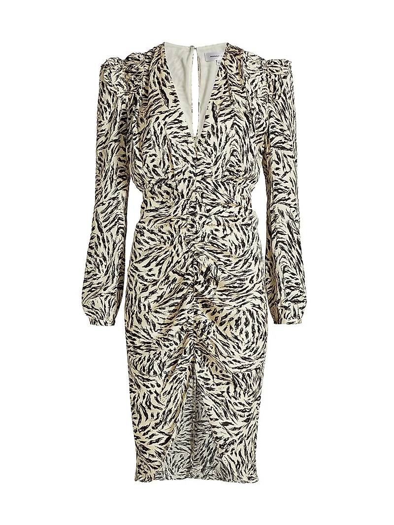 Amara Abstract Silk-Blend Knee-Length Dress