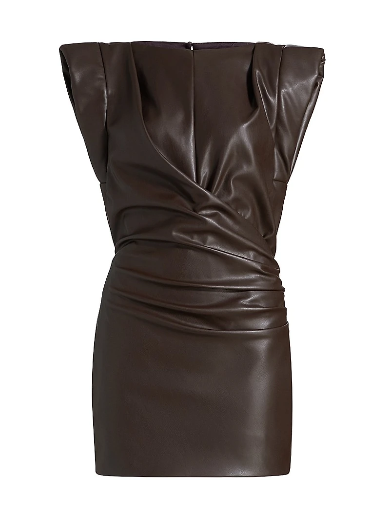 Dila Faux-Leather Cap-Sleeve Minidress