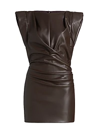 Dila Faux-Leather Cap-Sleeve Minidress