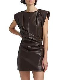 Dila Faux-Leather Cap-Sleeve Minidress