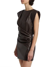 Dila Faux-Leather Cap-Sleeve Minidress