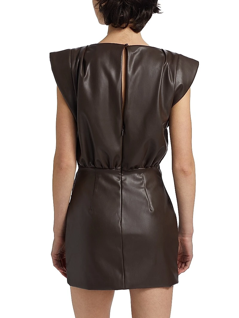 Dila Faux-Leather Cap-Sleeve Minidress